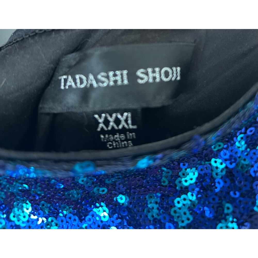 Tadashi Shoji Sequin Mermaid Gown Blue Teal Evening Formal Dress Size 10/12 - Picture 4 of 4